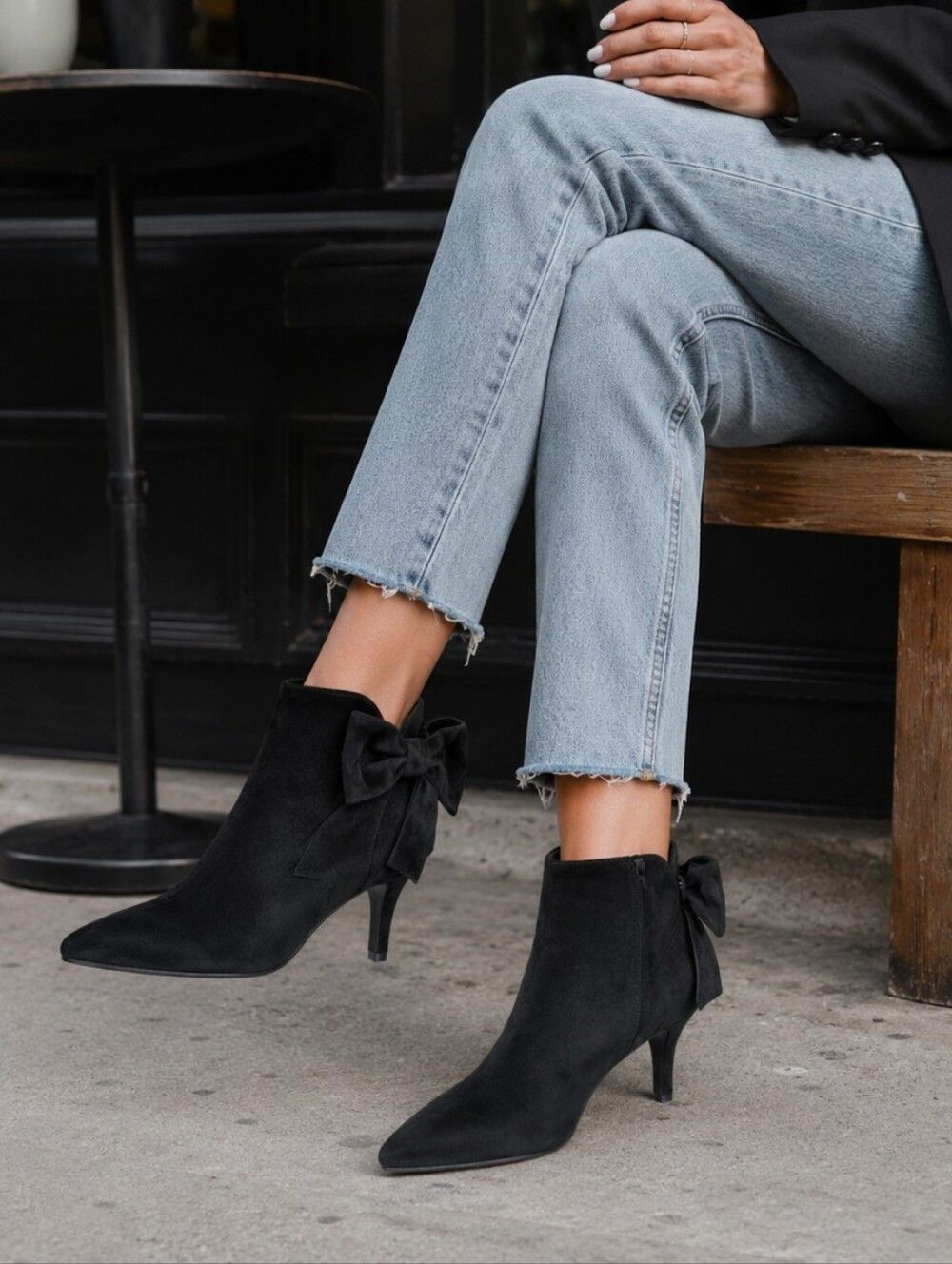 Miss Meghan Black Suede Booties